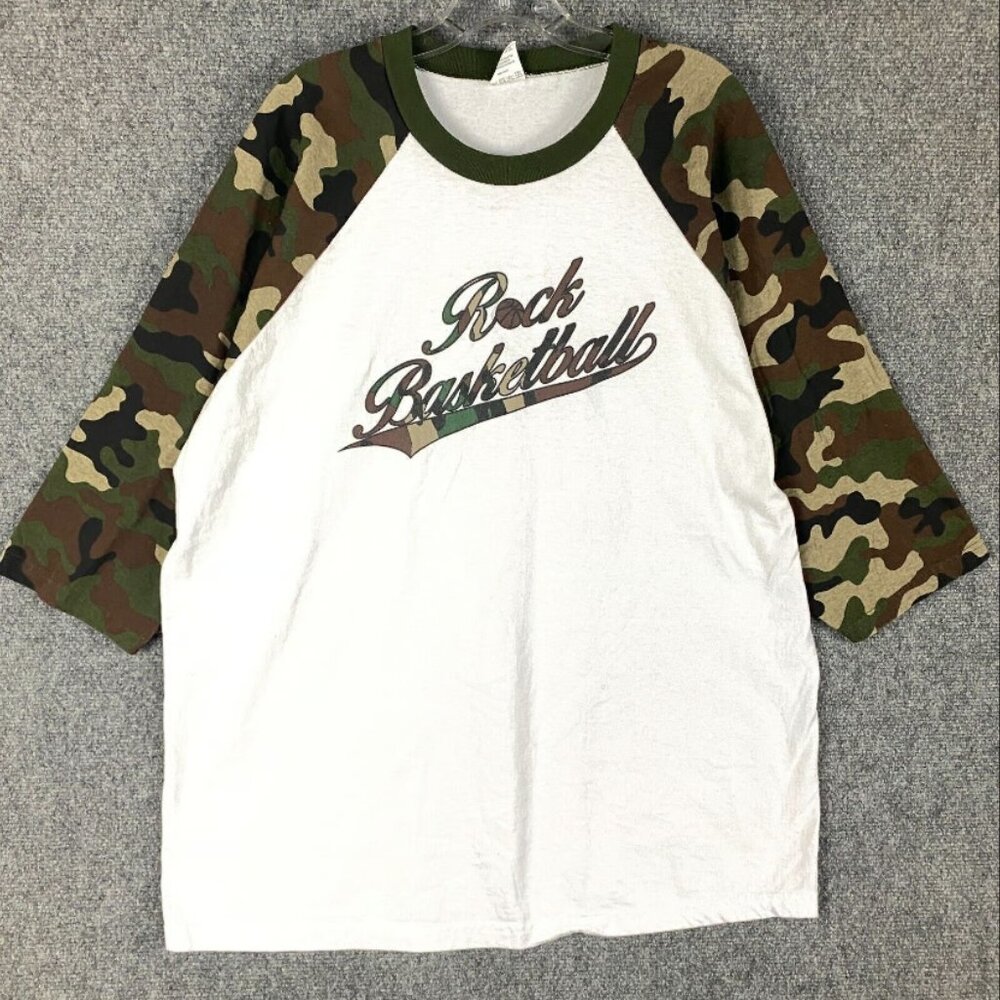 Vintage Pro Club Shirt Men's‎ 2XL 3/4 Sleeve Camouflage Comfort Rock Basketball